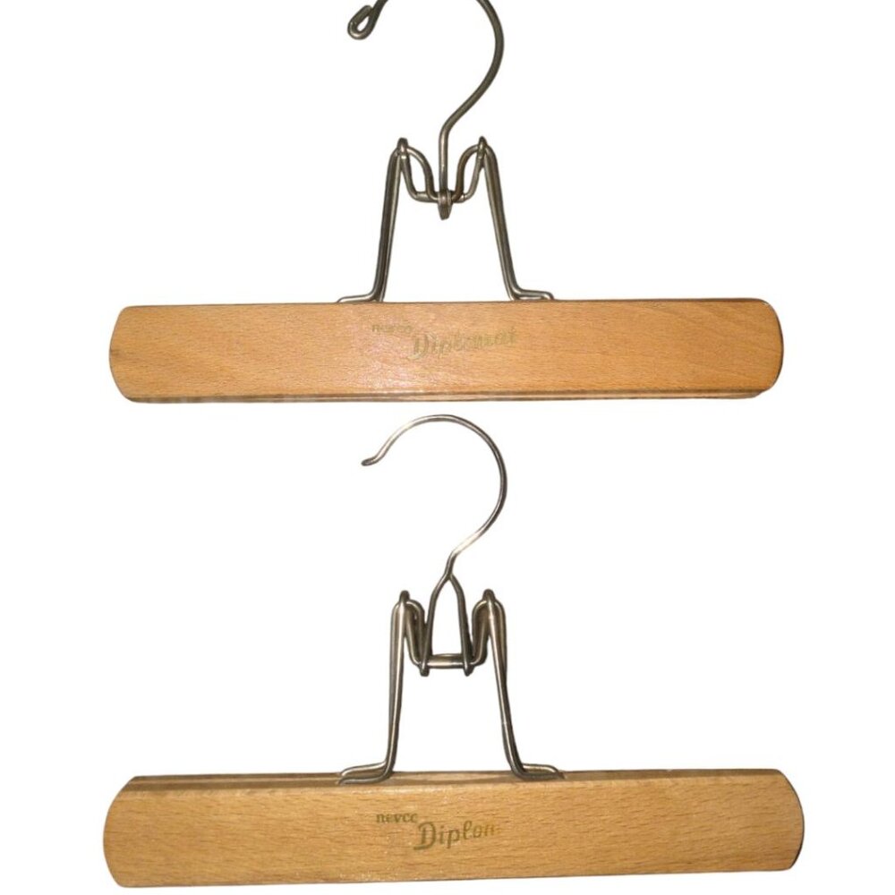 Vintage antique retro wood Nevco Diplomat pant skirt hangers set bundle